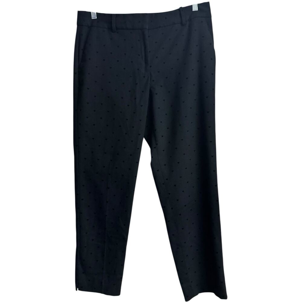 Talbots Hampshire Pants Black Swiss Hearts Women’s Size 12 Dress Slacks
